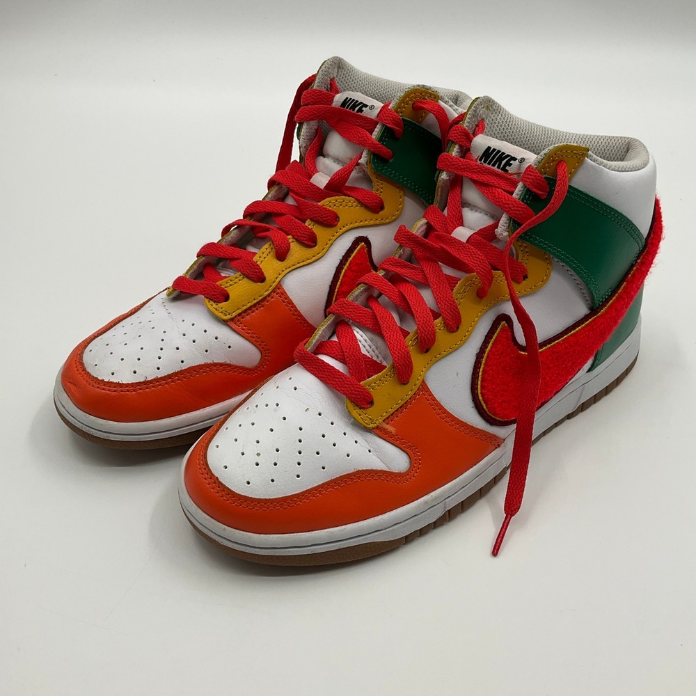 Nike Dunk High Chenille Swoosh 8.5 Colorful Habanero Red Sneaker DR8805-100